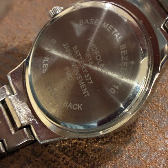 Folio Stainless Steel Cubic Zirconia Surronding Face Elegant Watch - Picture 10 of 16